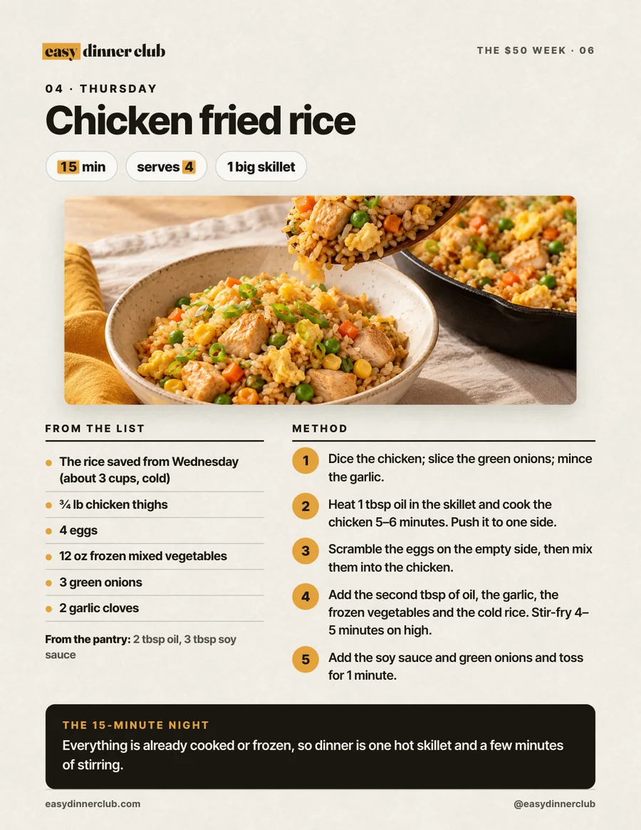 Page 6: Thursday, chicken fried rice